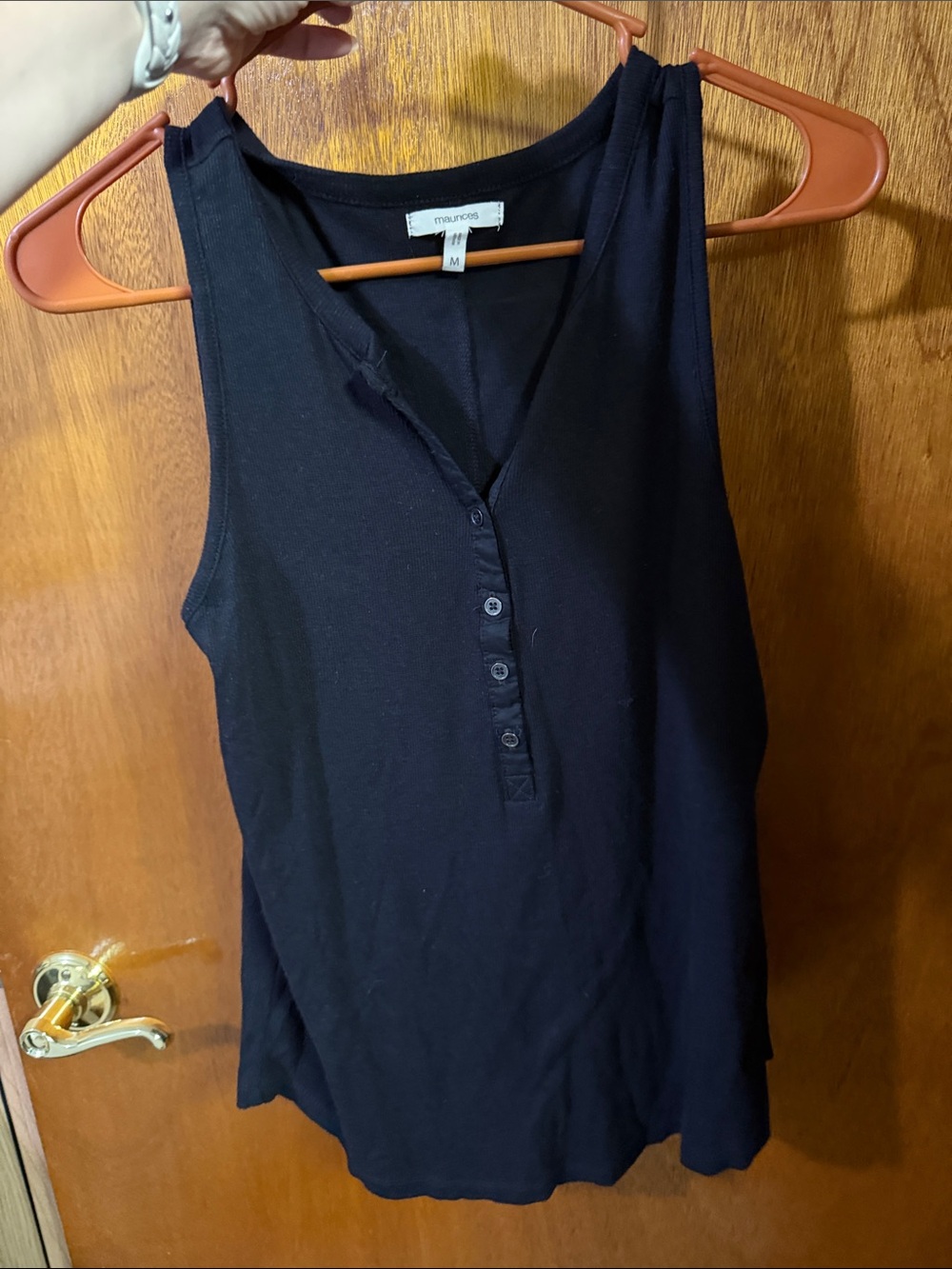 Maurices Black Henley Sleeveless Tank Top